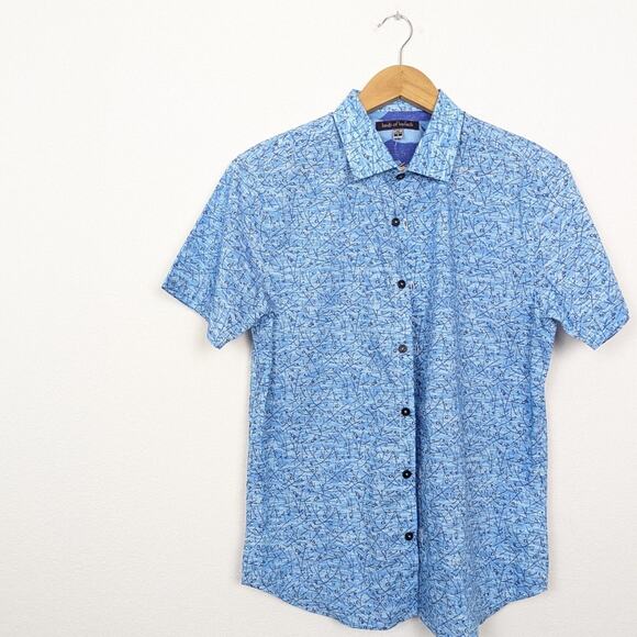 Lords Of Harlech Scott Falling Blossom Blue Button Down Shirt - Picture 3 of 8